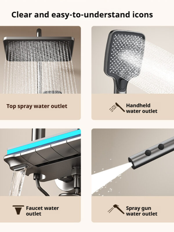 Digital display pressurized constant temperature shower set - 图片 14
